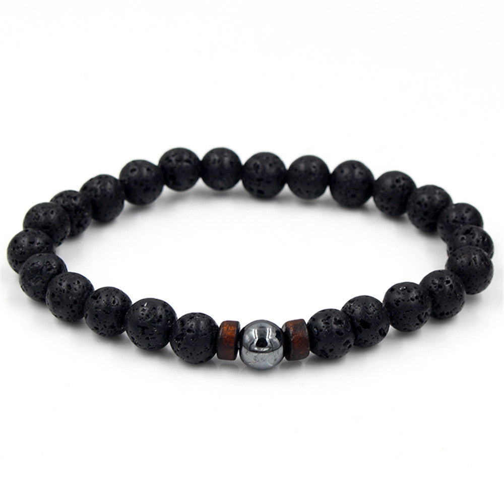 Personality Men's Black Volcanic Stone Bracelet - 𝓢𝓱𝓸𝓹𝓵𝓮𝓬𝔂