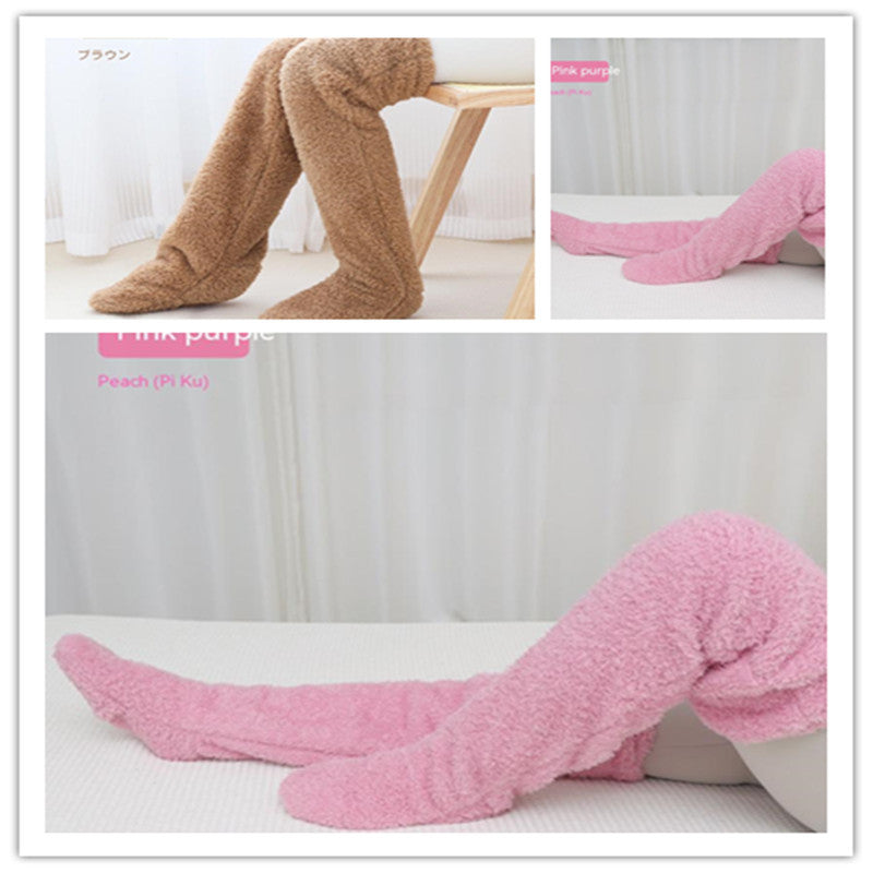 Over Knee High Fuzzy Long Socks Winter Warm Cold Leg Knee Joint Cold-proof Stockings Home Floor Sleeping Socks - 𝓢𝓱𝓸𝓹𝓵𝓮𝓬𝔂