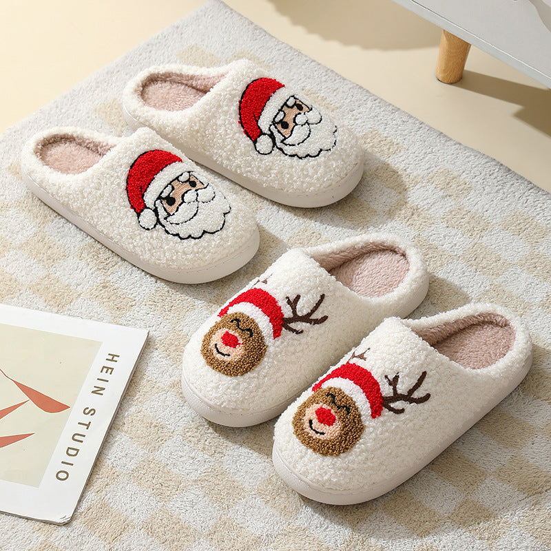 Christmas Home Slippers Cute Cartoon Santa Claus Cotton Slippers For Women And Men Couples Winter Warm Furry Shoes - 𝓢𝓱𝓸𝓹𝓵𝓮𝓬𝔂