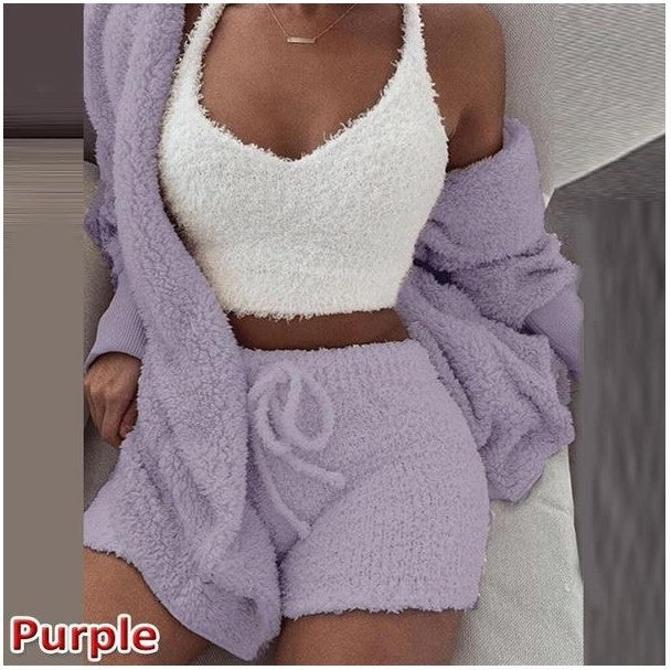 3 Pieces Of Fashionable Ladies Plush Home Clothes - 𝓢𝓱𝓸𝓹𝓵𝓮𝓬𝔂