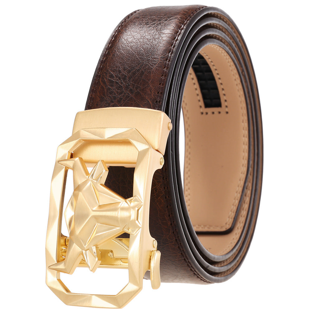 Fashion Men's Leather Belt Alloy Automatic Buckle - 𝓢𝓱𝓸𝓹𝓵𝓮𝓬𝔂