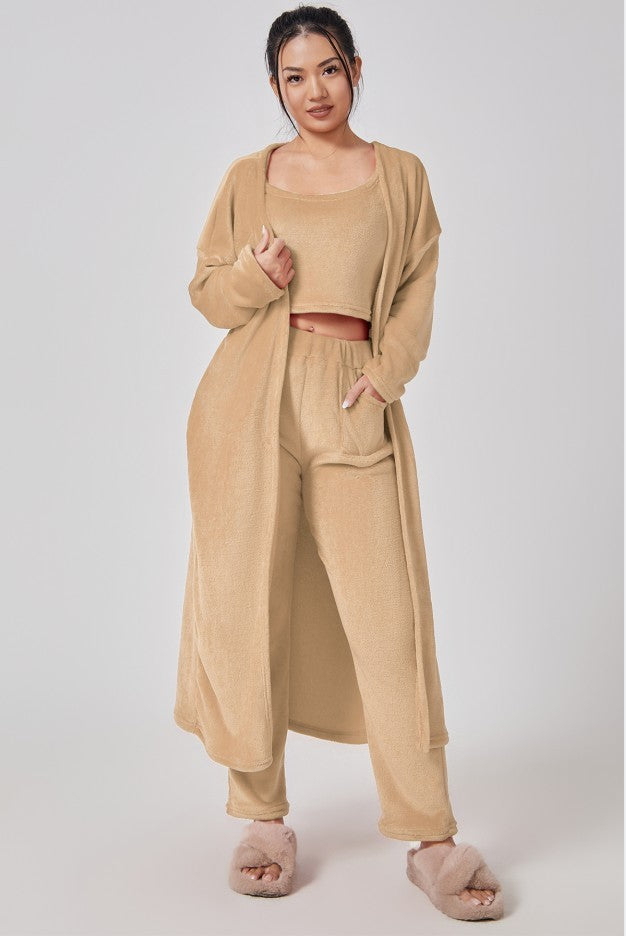 Cozy Pajama Set, 3 Piece Lounge Set, Cute Loungewear, Warm Suit Sets, Matching Set, Lounge Set, 3 Piece Pant Sets, Women Winter Dress - 𝓢𝓱𝓸𝓹𝓵𝓮𝓬𝔂