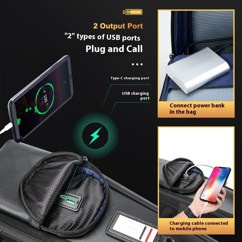 Genuine Leather Men's Commuter Backpack First Layer Cowhide - 𝓢𝓱𝓸𝓹𝓵𝓮𝓬𝔂