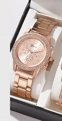 Women's Three-eye Quartz Diamond-embedded Watch - 𝓢𝓱𝓸𝓹𝓵𝓮𝓬𝔂