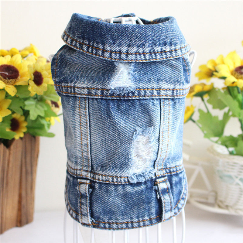Designer Dog Clothes Small Dog Denim Jacket Coat Cat Costume Puppy Jeans Vest Spring Clothing - 𝓢𝓱𝓸𝓹𝓵𝓮𝓬𝔂