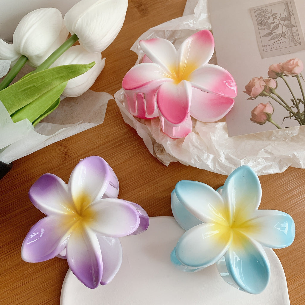 Muweordy Plumeria Hair Clips Flower Hair Clip Trendy Hair Claw Clip Popular Hair Catch Korean Hair Accessories For Women - 𝓢𝓱𝓸𝓹𝓵𝓮𝓬𝔂