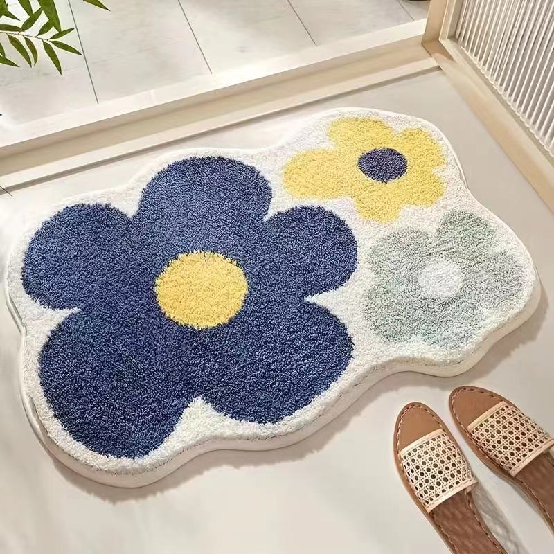 Cashmere-like Floor Mat Cross-border Flower Home Bathroom Non-slip Floor Mat - 𝓢𝓱𝓸𝓹𝓵𝓮𝓬𝔂