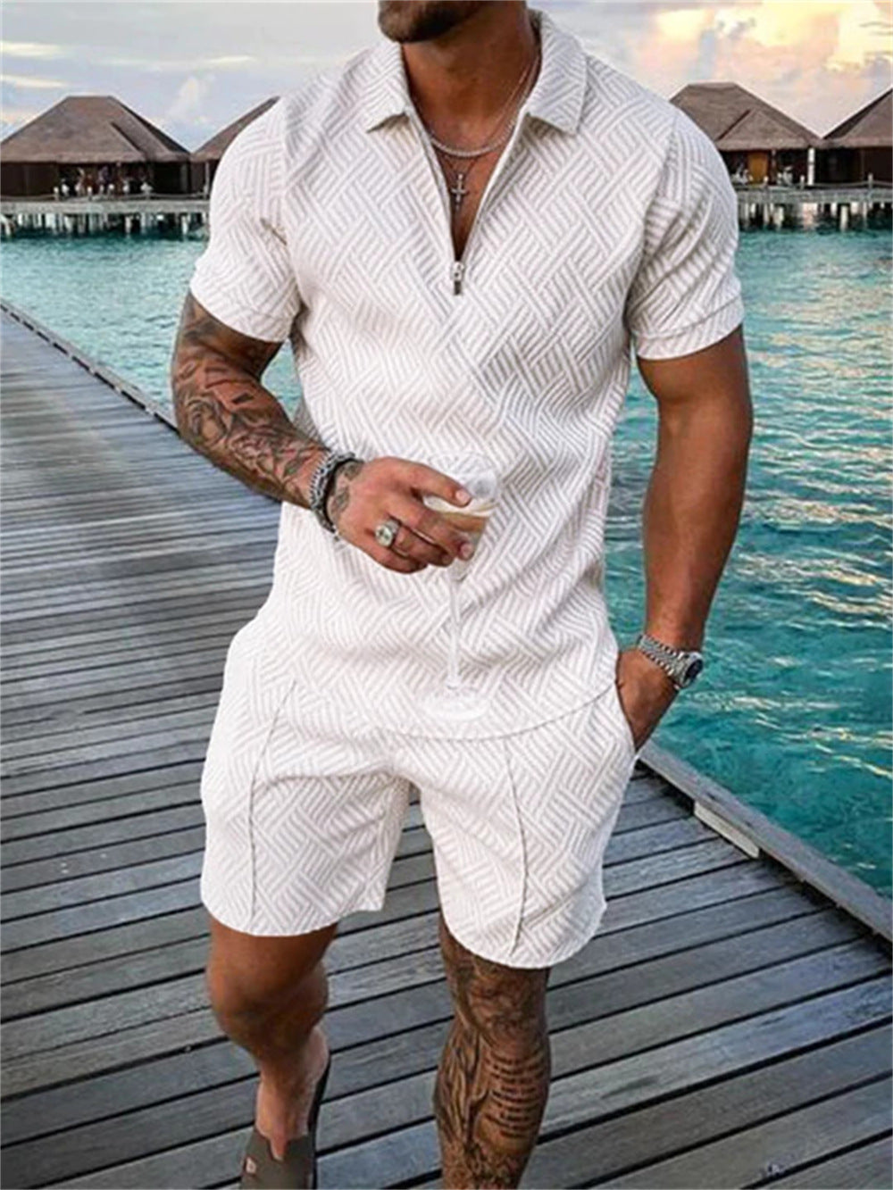 New Men's Summer Short Sleeve Shorts Casual Suit - 𝓢𝓱𝓸𝓹𝓵𝓮𝓬𝔂