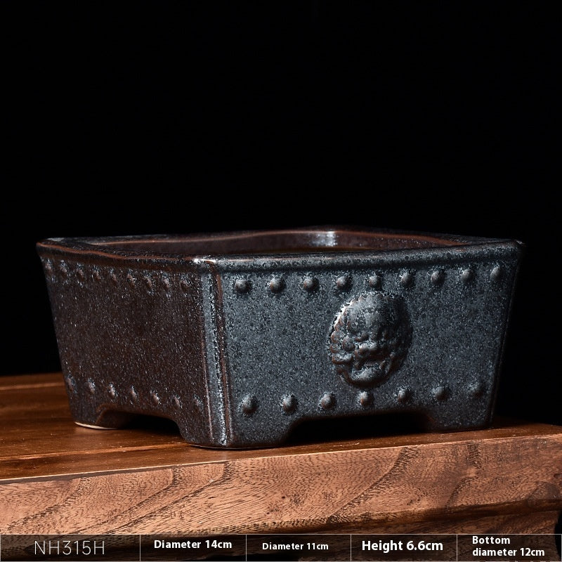 Retro Chinese Style Ceramic Flower Pot Square Creative - 𝓢𝓱𝓸𝓹𝓵𝓮𝓬𝔂