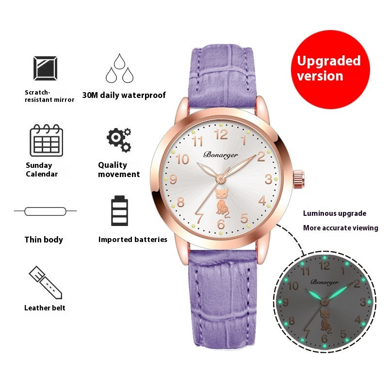 Women's Luminous Quartz Watch With Simple Waterproof Belt - 𝓢𝓱𝓸𝓹𝓵𝓮𝓬𝔂