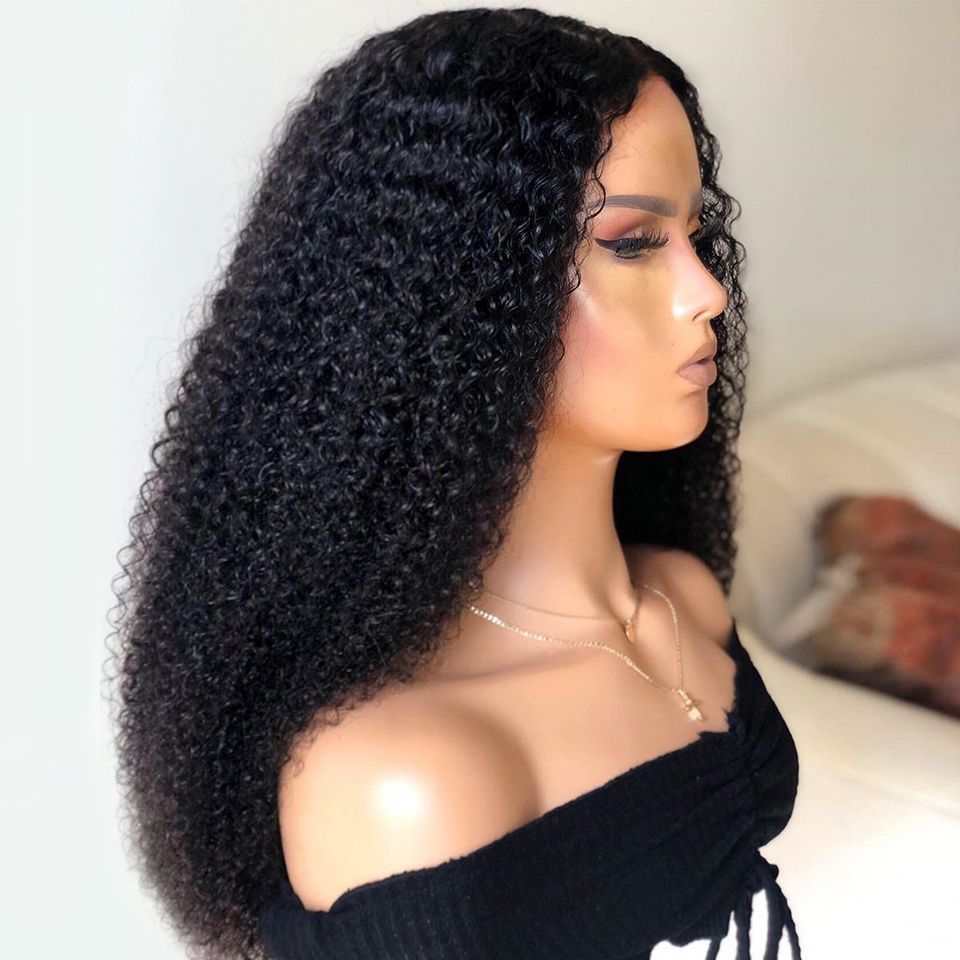 Density Long Kinky Curly Wig Lace Front Human Hair Fluffy - 𝓢𝓱𝓸𝓹𝓵𝓮𝓬𝔂