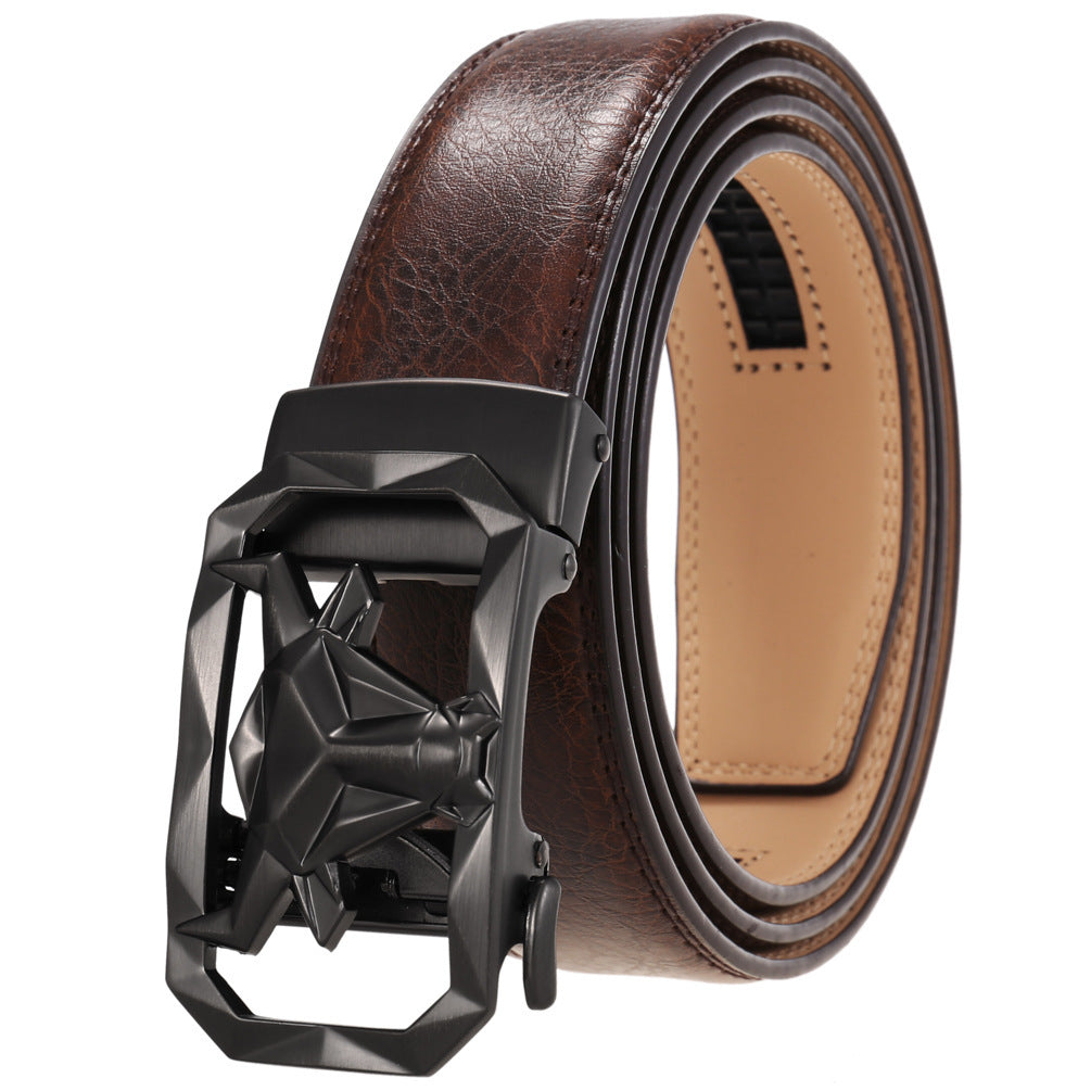 Fashion Men's Leather Belt Alloy Automatic Buckle - 𝓢𝓱𝓸𝓹𝓵𝓮𝓬𝔂