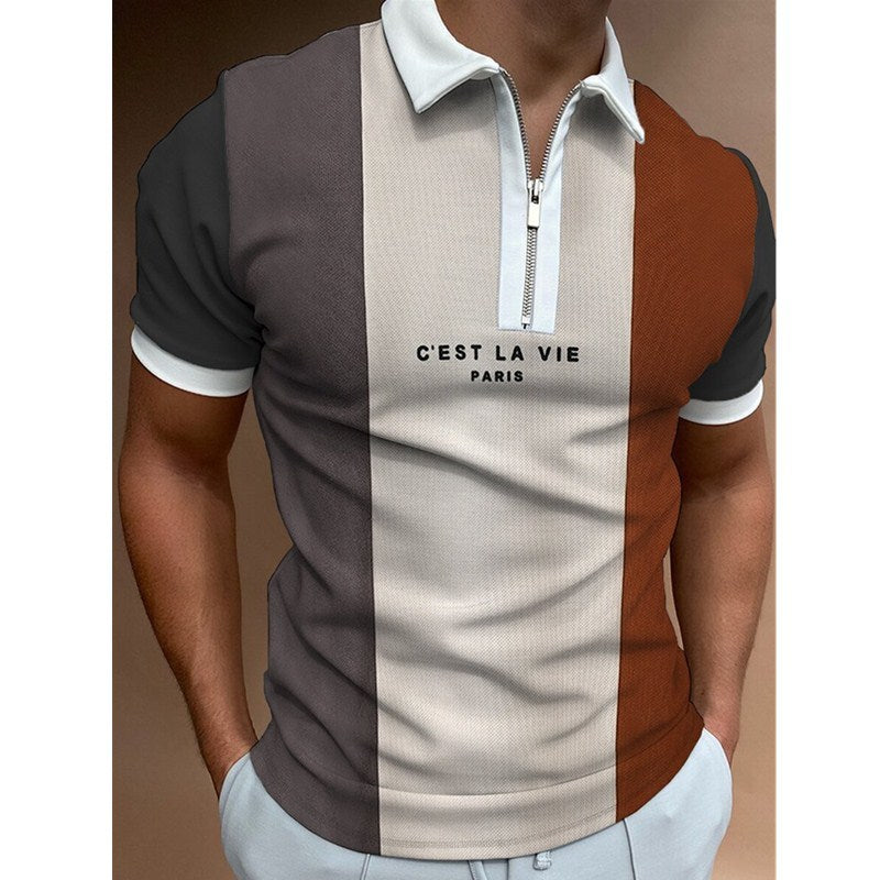 Men's POLO Shirt Striped Printed Short Sleeve T-Shirt Lapel Shirt - 𝓢𝓱𝓸𝓹𝓵𝓮𝓬𝔂