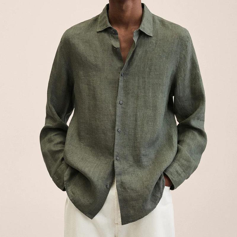 Long Sleeve Lapel Shirt Men's Loose Button Cardigan Sshirt Top Mens Clothing - 𝓢𝓱𝓸𝓹𝓵𝓮𝓬𝔂