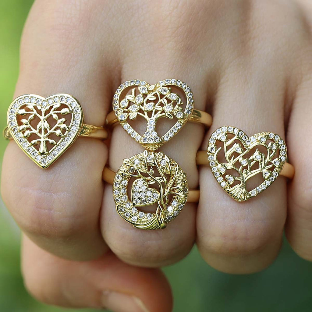 Tree Of Life Women's Ring Gold-plated Inlaid Zircon - 𝓢𝓱𝓸𝓹𝓵𝓮𝓬𝔂