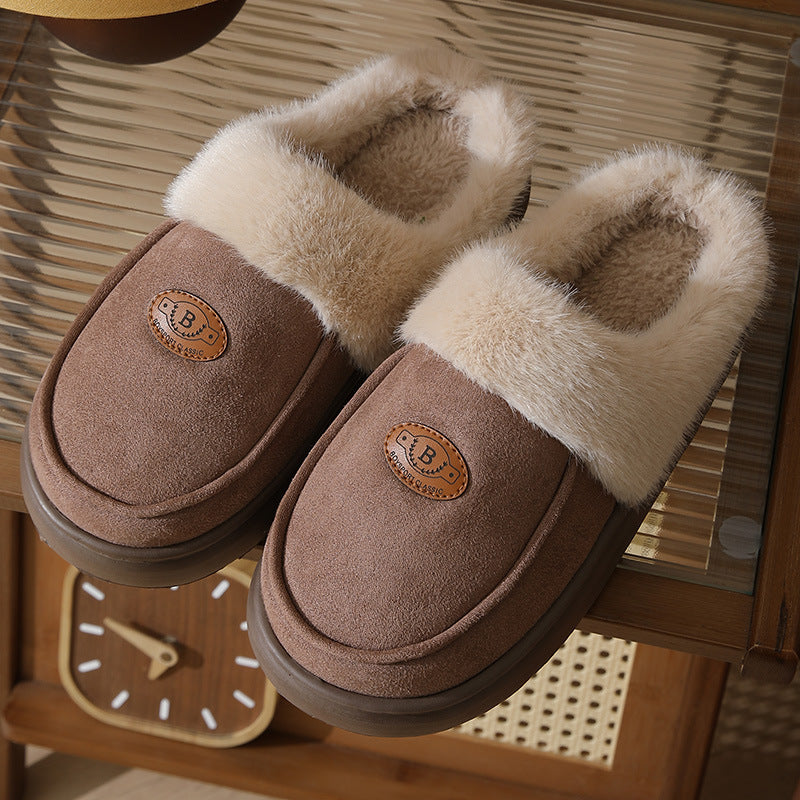 Winter Plush Slippers For Men Casual All-match Warm Suede House Shoes Indoor Non-slip Floor Bedroom Slipper - 𝓢𝓱𝓸𝓹𝓵𝓮𝓬𝔂