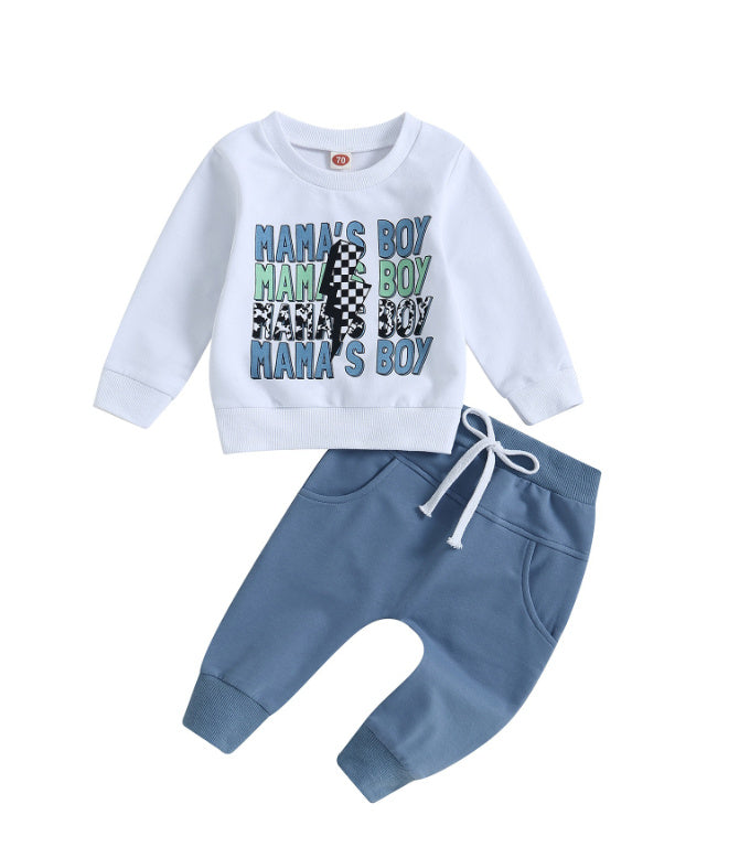 Casual Boy Letter Floral Print Long Sleeve Pullover Trousers Suit - 𝓢𝓱𝓸𝓹𝓵𝓮𝓬𝔂