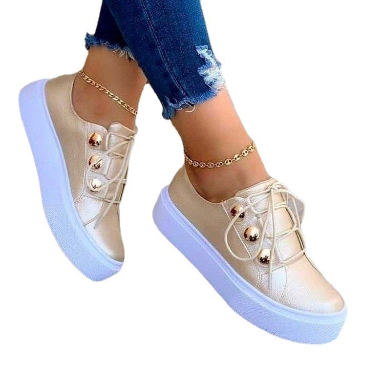 Lace-up Flats Sneakers Women Rivet Casual Shoes - 𝓢𝓱𝓸𝓹𝓵𝓮𝓬𝔂