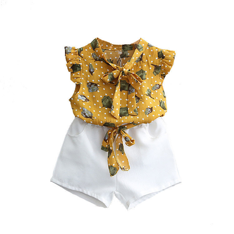 Girls Chiffon Sleeveless Flower Printed Two-piece Suit - 𝓢𝓱𝓸𝓹𝓵𝓮𝓬𝔂