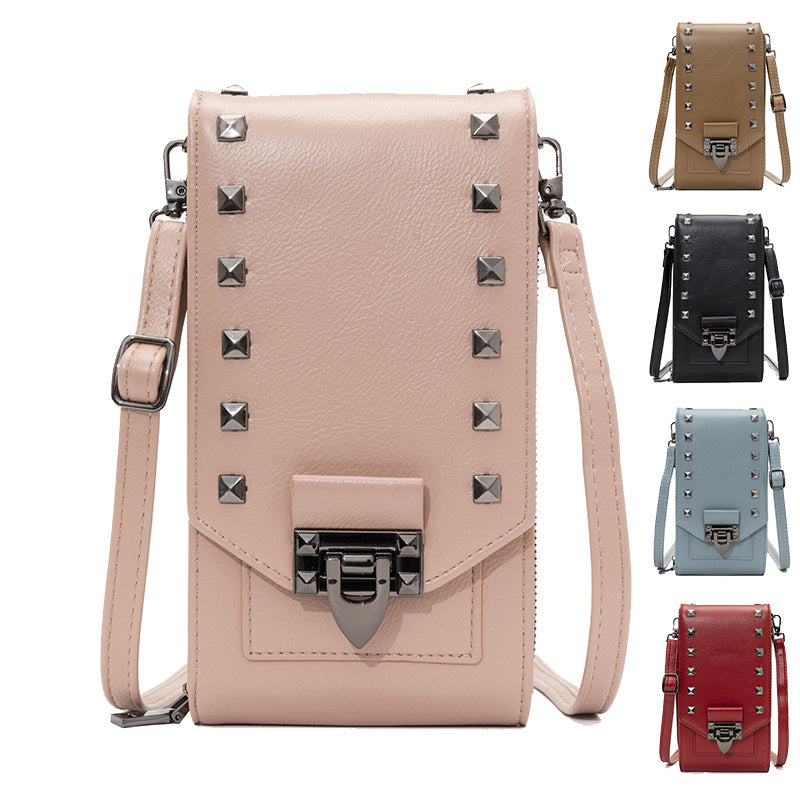 Rivet Design Shoulder Bags Mobile Phone Handbag Solid Color Crossbody Bags Women - 𝓢𝓱𝓸𝓹𝓵𝓮𝓬𝔂