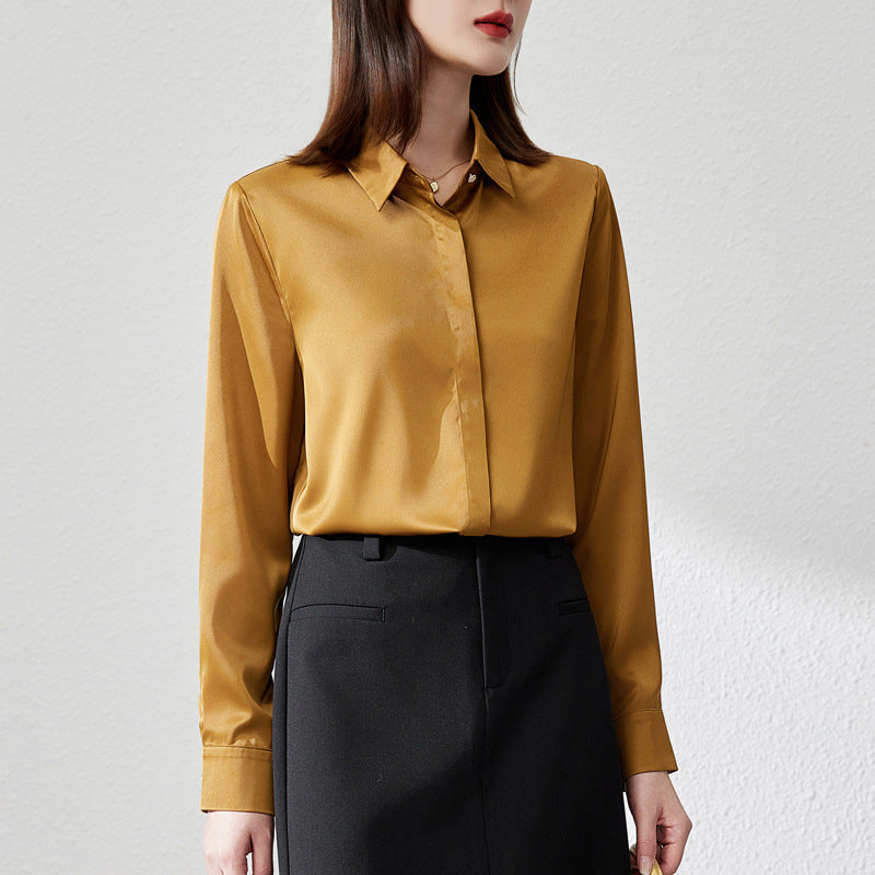 Graceful Satin Top OL Business Clothing Shirt For Women - 𝓢𝓱𝓸𝓹𝓵𝓮𝓬𝔂