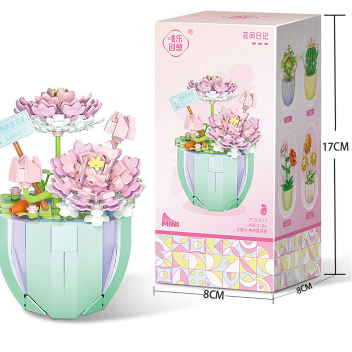 Building Block Puzzle Toy Eternal Flower Potted Mini Succulent Potted Plant - 𝓢𝓱𝓸𝓹𝓵𝓮𝓬𝔂