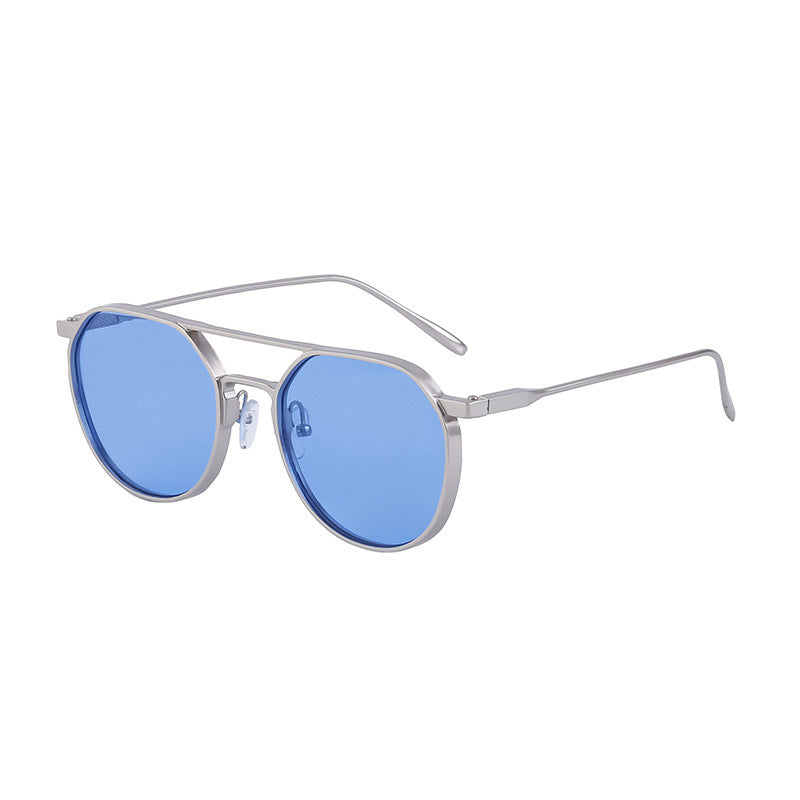 Men's Metal Double Beam Vintage Round Frame Sunglasses - 𝓢𝓱𝓸𝓹𝓵𝓮𝓬𝔂