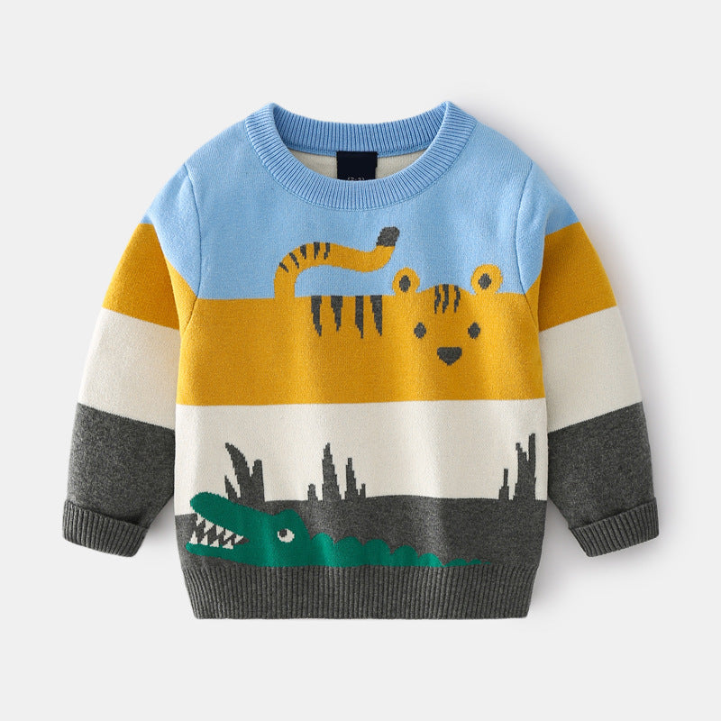 Abstract Cartoon Jacquard Double Layer Sweater For Boys - 𝓢𝓱𝓸𝓹𝓵𝓮𝓬𝔂