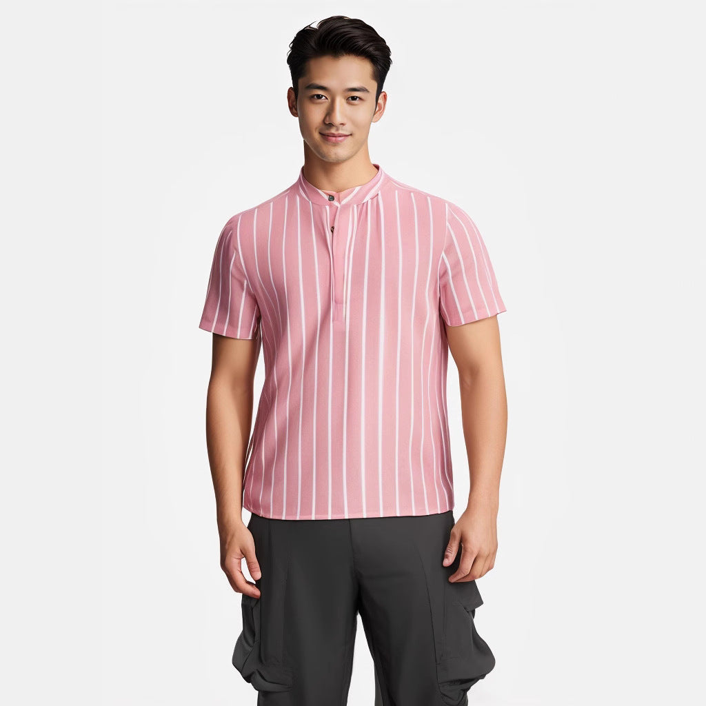 Striped Casual Men's Shirt Foreign Trade Short Sleeve Shirt - 𝓢𝓱𝓸𝓹𝓵𝓮𝓬𝔂
