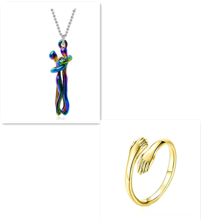 Love Hug Necklace Unisex Men Women Couple Jewelry Simple Temperament Clavicle Chain Valentines Day Lover Gift - 𝓢𝓱𝓸𝓹𝓵𝓮𝓬𝔂