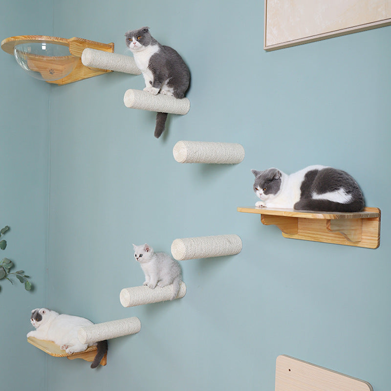 Wall-mounted Solid Wood Cat Rack Sisal Grab Post - 𝓢𝓱𝓸𝓹𝓵𝓮𝓬𝔂