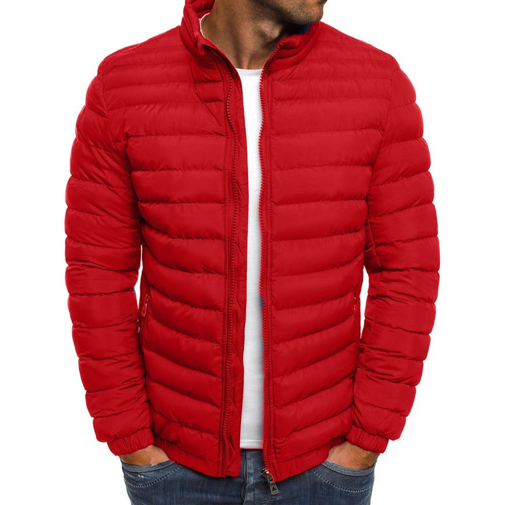Men Jacket Zipper Solid Color Long Sleeves Pockets Coldproof Autumn Thicken Cotton Padded Overcoat For Outdoor - 𝓢𝓱𝓸𝓹𝓵𝓮𝓬𝔂