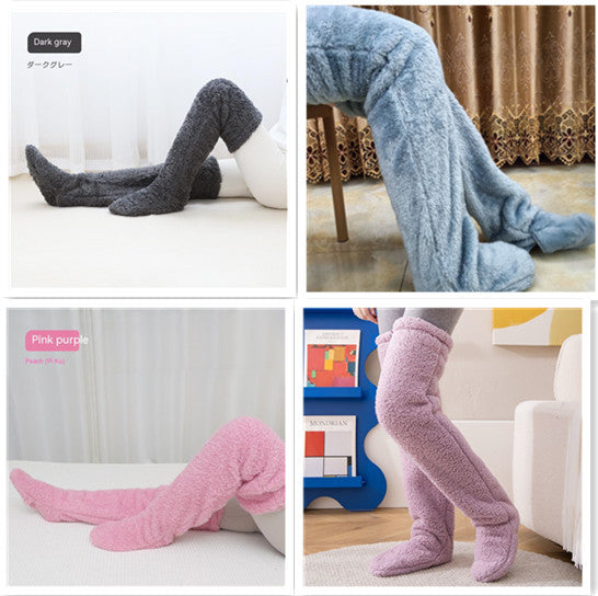 Over Knee High Fuzzy Long Socks Winter Warm Cold Leg Knee Joint Cold-proof Stockings Home Floor Sleeping Socks - 𝓢𝓱𝓸𝓹𝓵𝓮𝓬𝔂