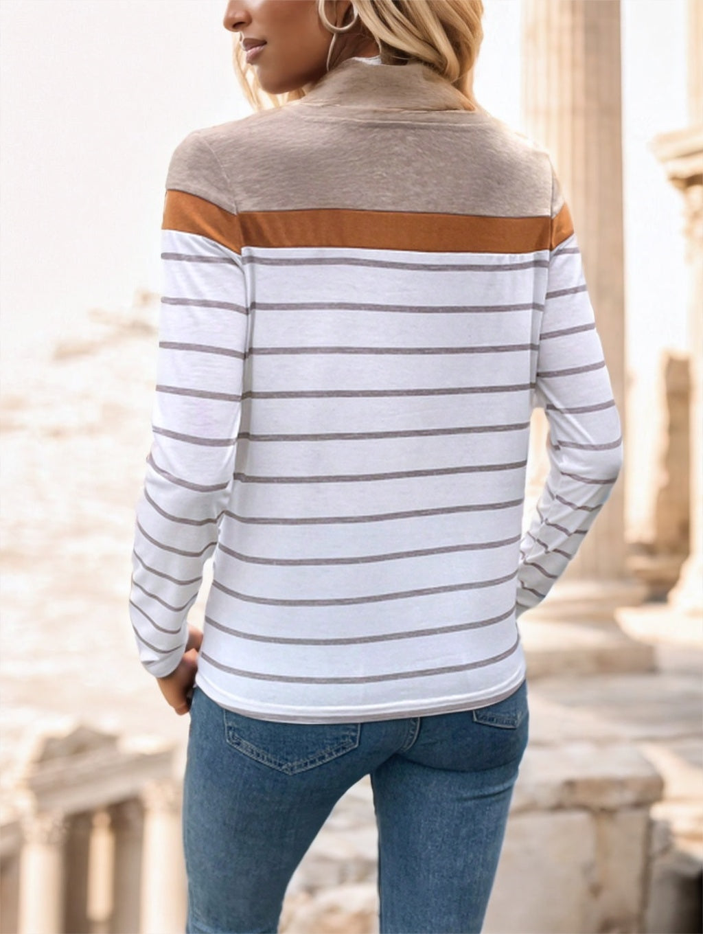 Women's Round Neck Striped Long Sleeve T-Shirt - 𝓢𝓱𝓸𝓹𝓵𝓮𝓬𝔂