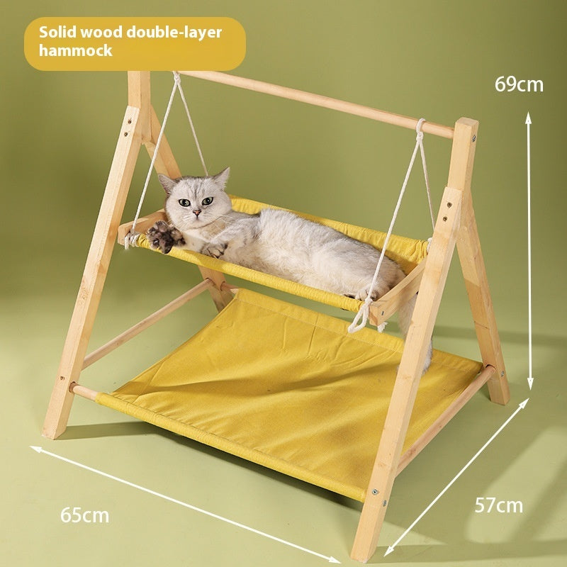 Pet Cat Hammock Double-layer Four Seasons Universal Wooden Cat Nest - 𝓢𝓱𝓸𝓹𝓵𝓮𝓬𝔂