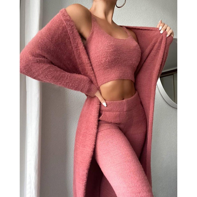 Cozy Pajama Set, 3 Piece Lounge Set, Cute Loungewear, Warm Suit Sets, Matching Set, Lounge Set, 3 Piece Pant Sets, Women Winter Dress - 𝓢𝓱𝓸𝓹𝓵𝓮𝓬𝔂