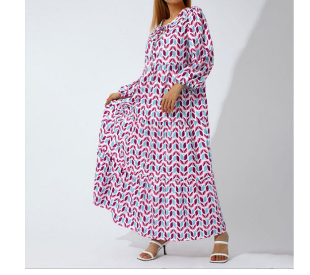 Summer Women's Vintage Printed Bohemian Dress Elegant Ladies Casual Loose V-Neck Short Sleeve Long Dresses - 𝓢𝓱𝓸𝓹𝓵𝓮𝓬𝔂