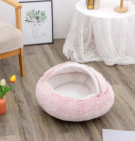 2 In 1 Dog And Cat Bed Pet Winter Bed Round Plush Warm Bed House Soft Long Plush Pets Bed Pet Products - 𝓢𝓱𝓸𝓹𝓵𝓮𝓬𝔂