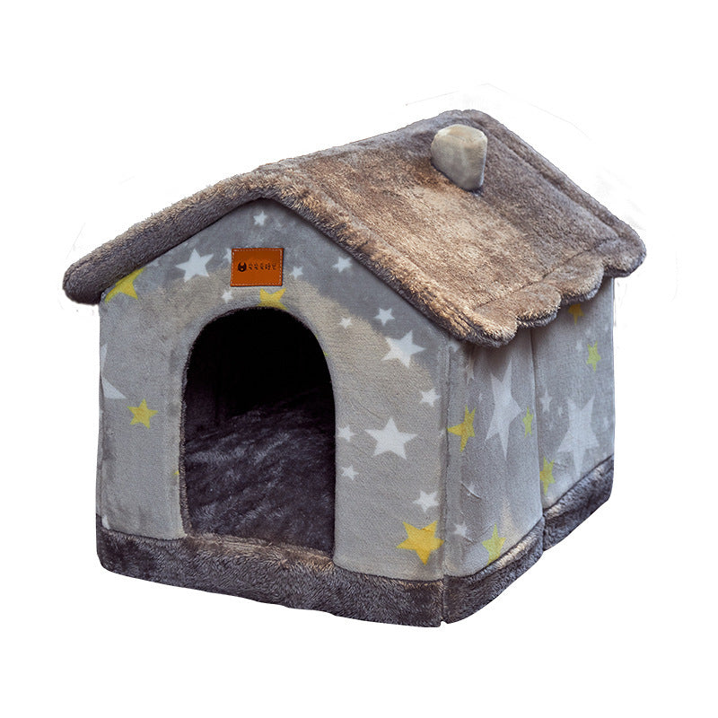 Foldable Dog House Pet Cat Bed Winter Dog Villa Sleep Kennel Removable Nest Warm Enclosed Cave Sofa Pets Supplies - 𝓢𝓱𝓸𝓹𝓵𝓮𝓬𝔂