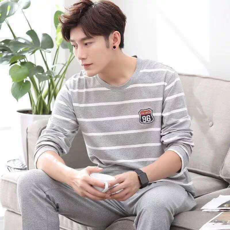 Pajamas Men's Long-sleeved Trousers Spring And Autumn Men's Pajamas Autumn And Winter Thin Plus Size Teenagers Home Wear Two-piece Set - 𝓢𝓱𝓸𝓹𝓵𝓮𝓬𝔂