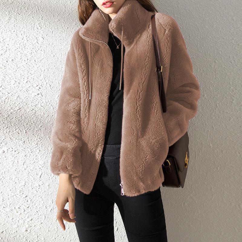 Double Faced Fleece Warm High Neck Sweater Women Cardigan - 𝓢𝓱𝓸𝓹𝓵𝓮𝓬𝔂
