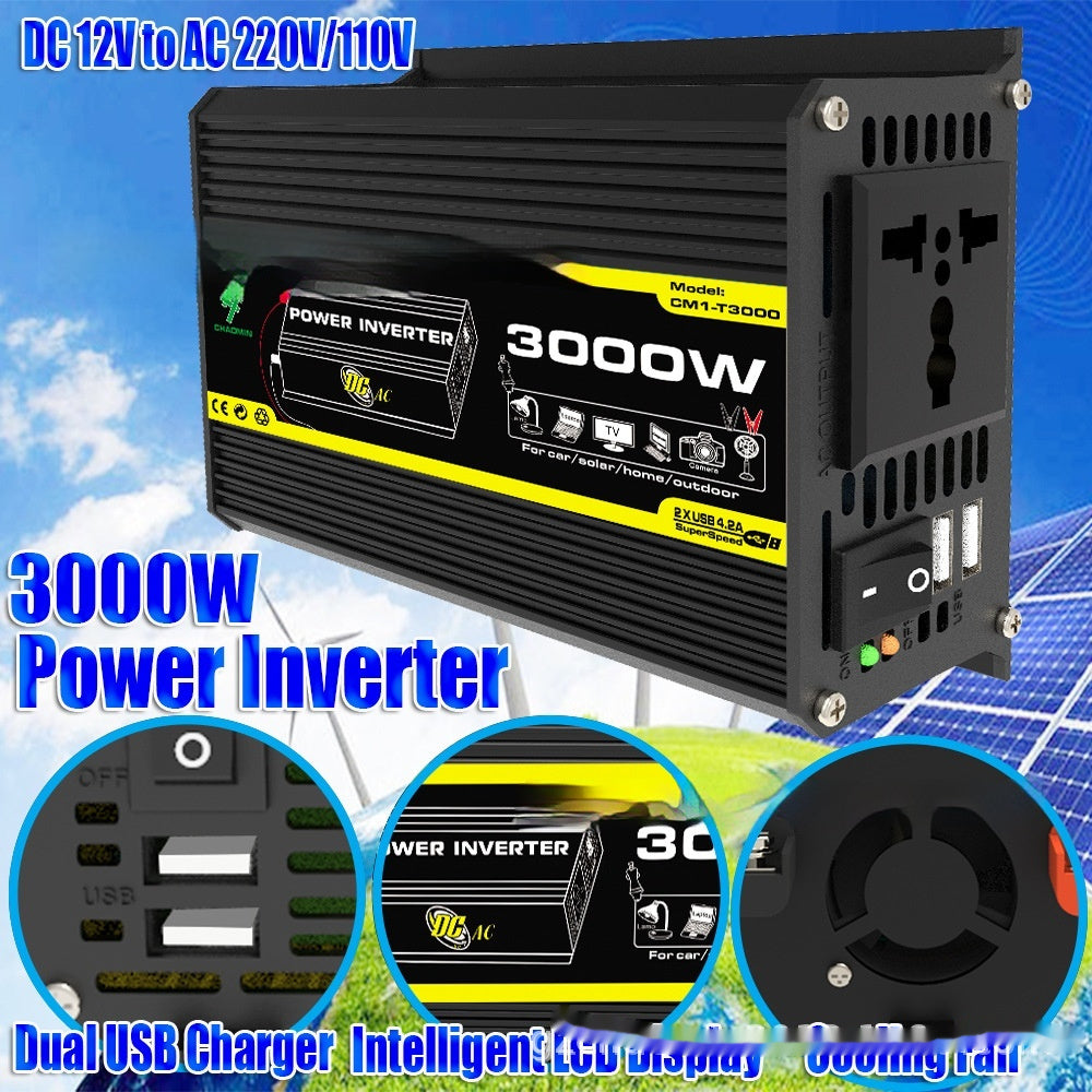 Inverter 12V To 220V110V3000W Vehicle Solar Power Conversion Inverter Off-grid High Frequency Correction - 𝓢𝓱𝓸𝓹𝓵𝓮𝓬𝔂