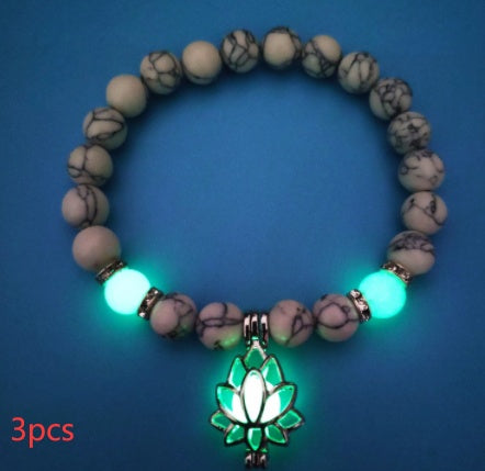 Energy Luminous Lotus Natural Stone Bracelet Yoga Healing Luminous Glow In The Dark Charm Beads Bracelet For Men Women Prayer Buddhism - 𝓢𝓱𝓸𝓹𝓵𝓮𝓬𝔂