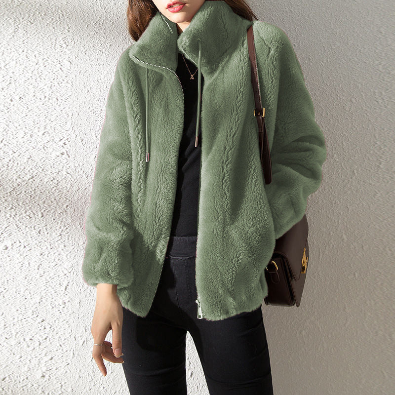 Double Faced Fleece Warm High Neck Sweater Women Cardigan - 𝓢𝓱𝓸𝓹𝓵𝓮𝓬𝔂