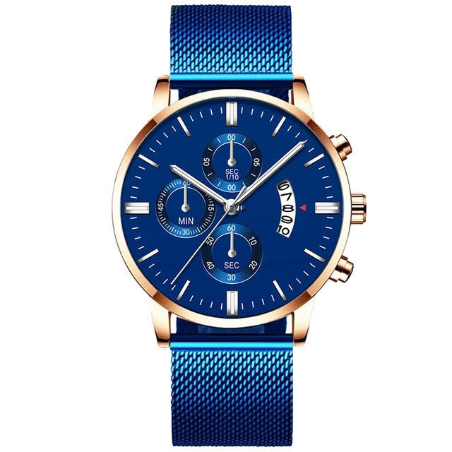 Mens Business Luxury Watches For Men Mesh Band Quartz Watch - 𝓢𝓱𝓸𝓹𝓵𝓮𝓬𝔂