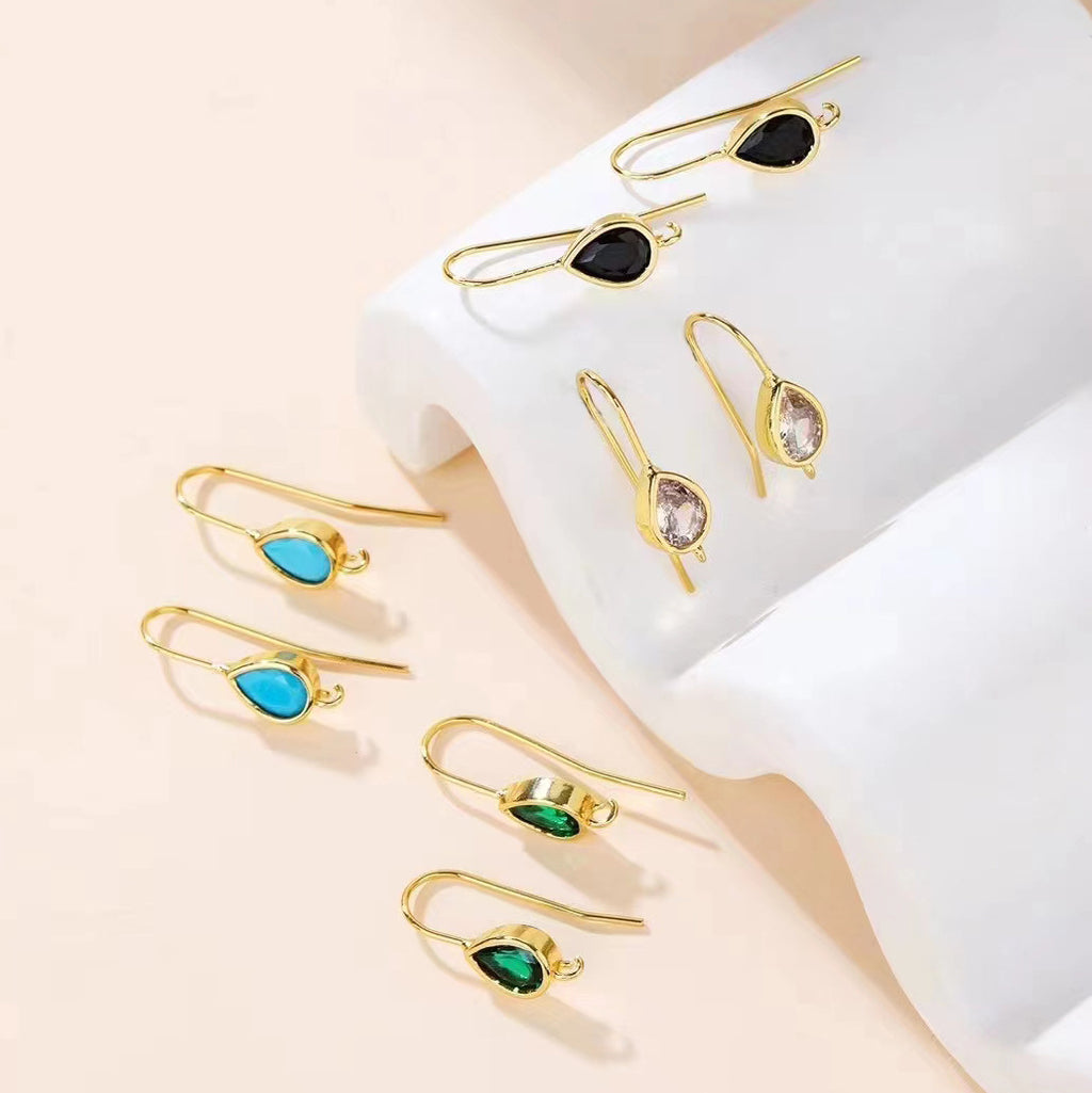 Minimalist Water Drop Zircon Ear Hook Accessories DIY Copper Plating - 𝓢𝓱𝓸𝓹𝓵𝓮𝓬𝔂