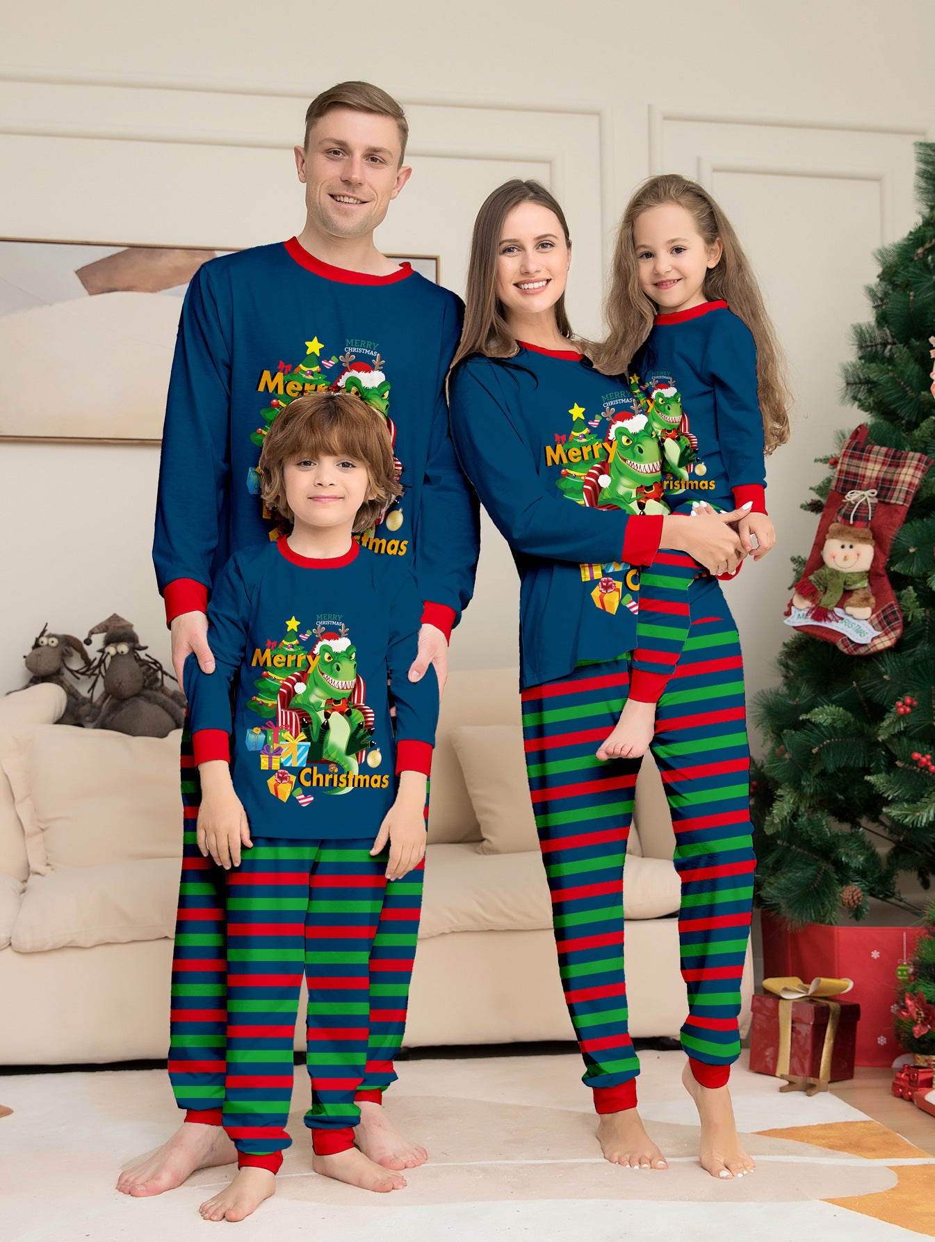 Tyrannosaurus Letter Christmas Tree Printing Parent-child Suit Pajamas - 𝓢𝓱𝓸𝓹𝓵𝓮𝓬𝔂