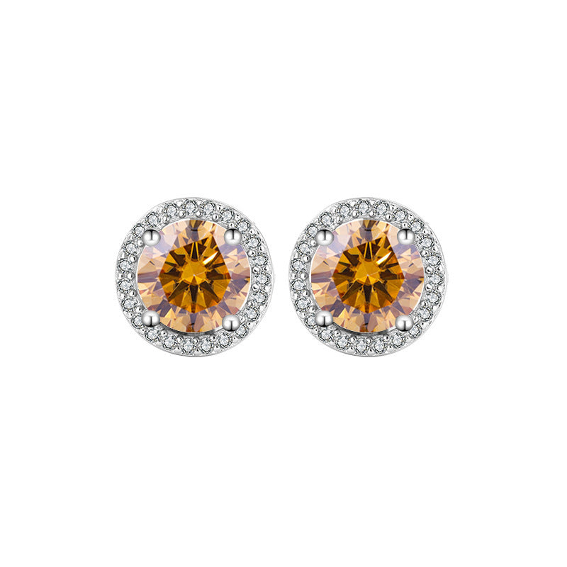 S925 Sterling Silver Genuine Goods Moissanite Round Bag Stud Earrings Simple Graceful - 𝓢𝓱𝓸𝓹𝓵𝓮𝓬𝔂