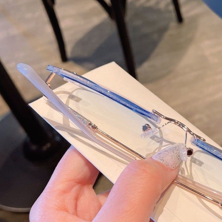 Frameless Glasses Female Myopic Anti Blue-ray Glasses