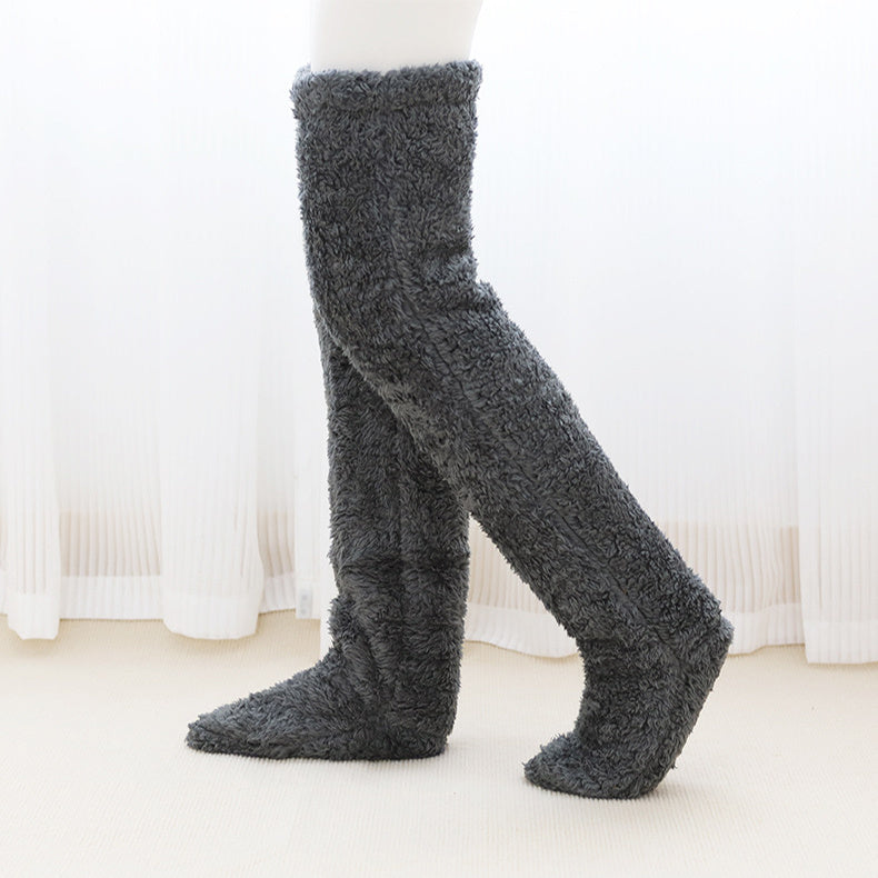 Over Knee High Fuzzy Long Socks Winter Warm Cold Leg Knee Joint Cold-proof Stockings Home Floor Sleeping Socks - 𝓢𝓱𝓸𝓹𝓵𝓮𝓬𝔂